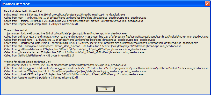 deadlock stack traces